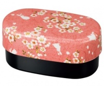 HAKOYA Tatsumiya Cloth-Covered Kaga Koban Bento Box - Pink Sakura Usagi 830ml